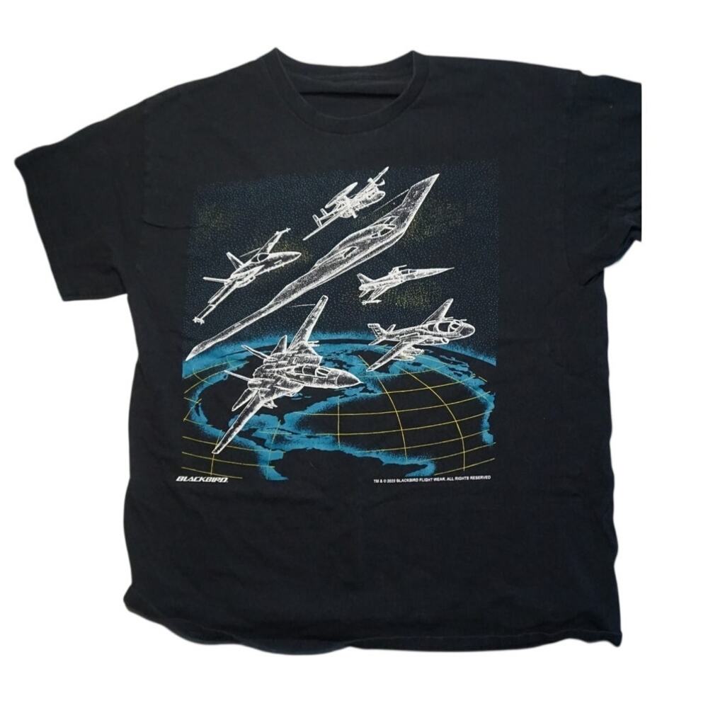 Vintage BlackBird Military Jet Flight shirt- Size M